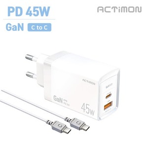 가정용 GaN 지원 PD 45W 초고속 충전기 (C+USB) (C to C) MON-PD45W-HC7-CP